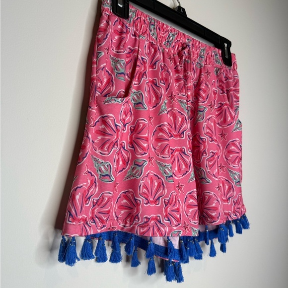 Simply Southern Wilmington Tassel Beach Seashell Printed Pink Shorts - Picture 2 of 6